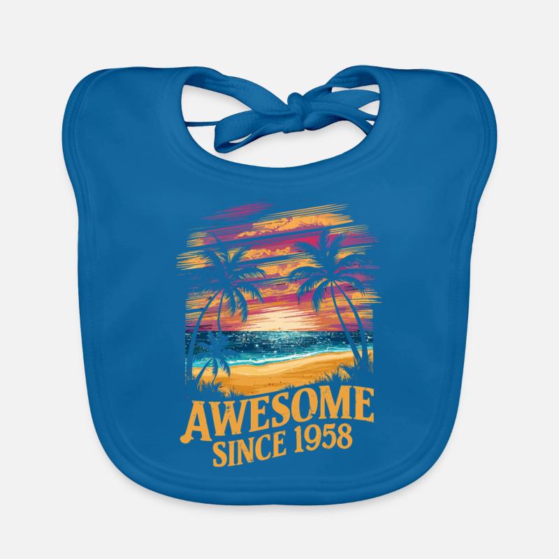Awesome Since 1958 Beach Sunset Organic Baby Bibs