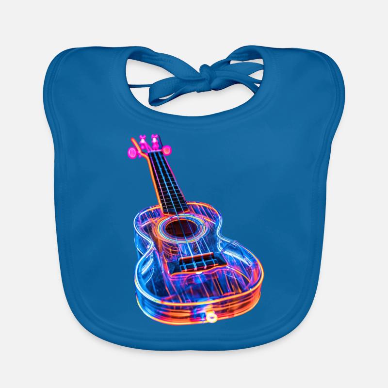 Ukulele - Baby Bio-Lätzchen - Pfauenblau