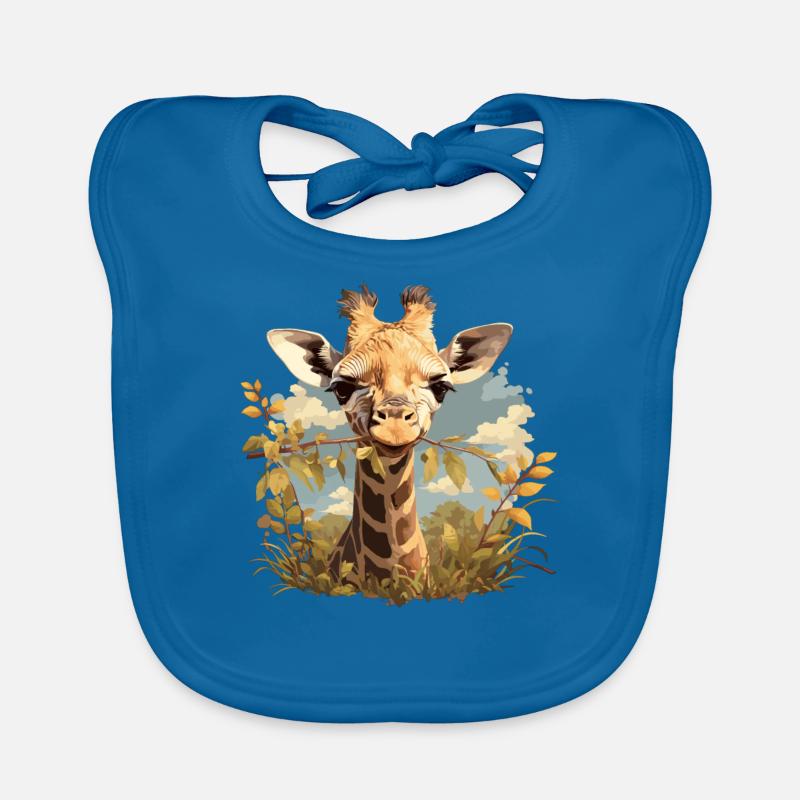 Giraffen Giraffe - Baby Bio-Lätzchen - Pfauenblau