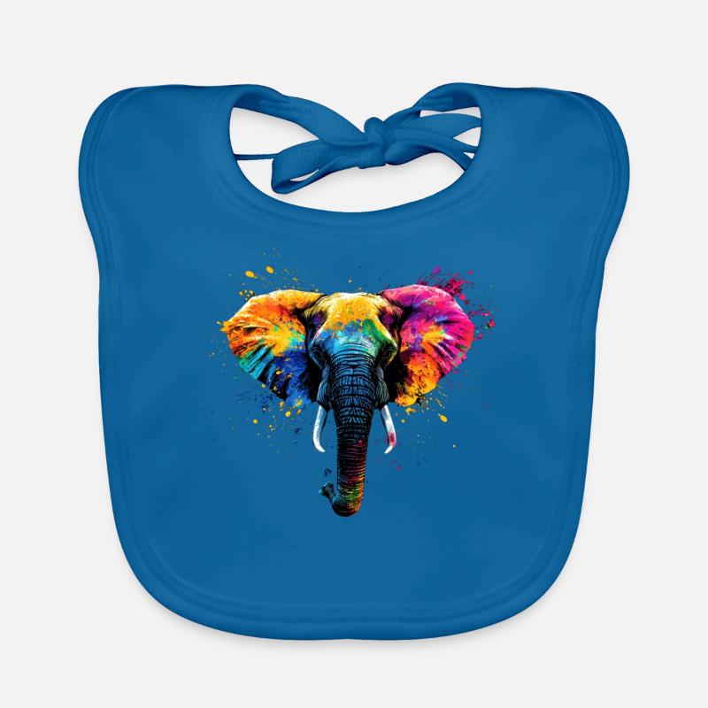 Colorful Artistic Elephant Big Five Wild Animals Organic Baby Bibs