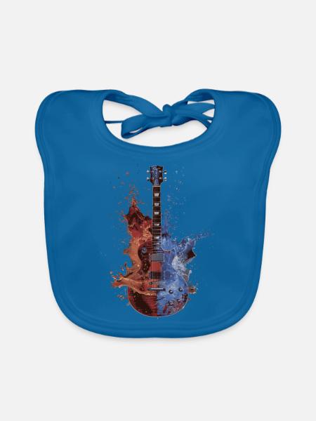 Gitarre - Baby Bio-Lätzchen - Pfauenblau