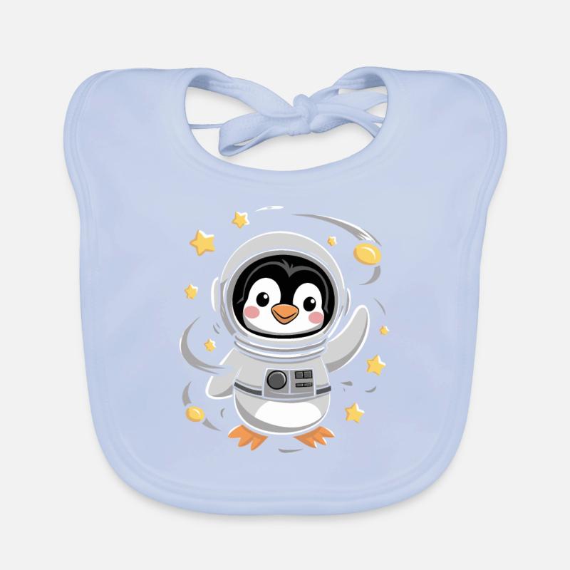 Aventure d’astronaute pingouin dans l’espace Bavoir bio Bébé