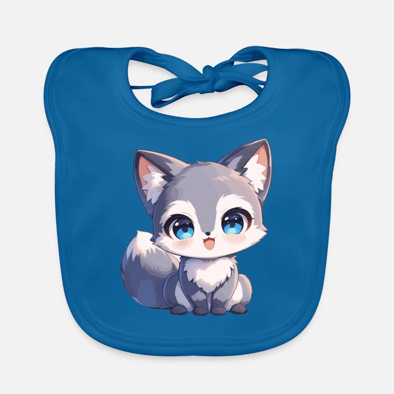 Renards gris Renard gris - Bavoir bio Bébé - bleu paon