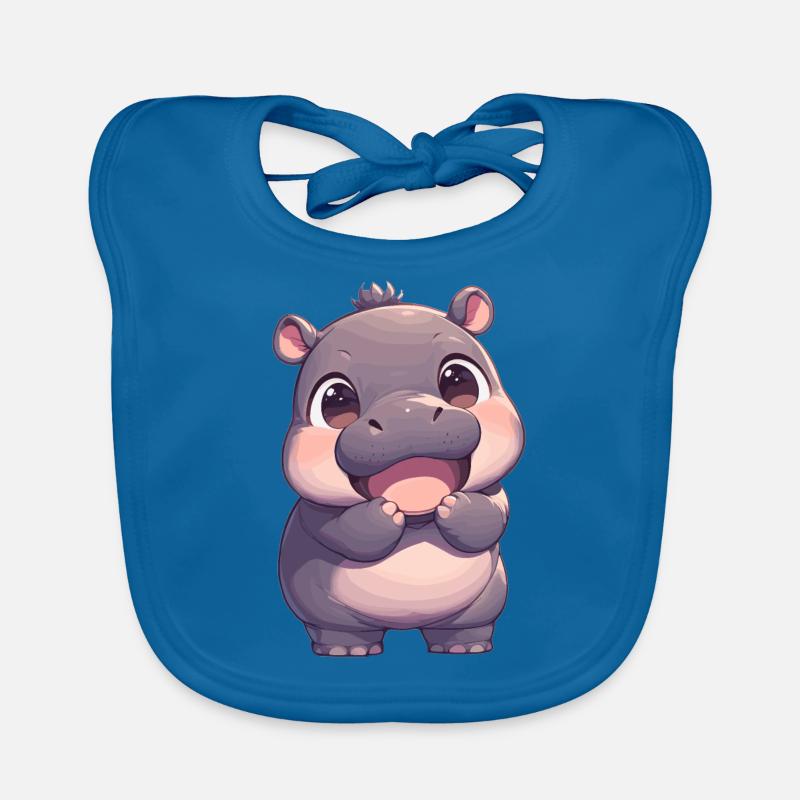 Hippopotame Hippopotame - Bavoir bio Bébé - bleu paon