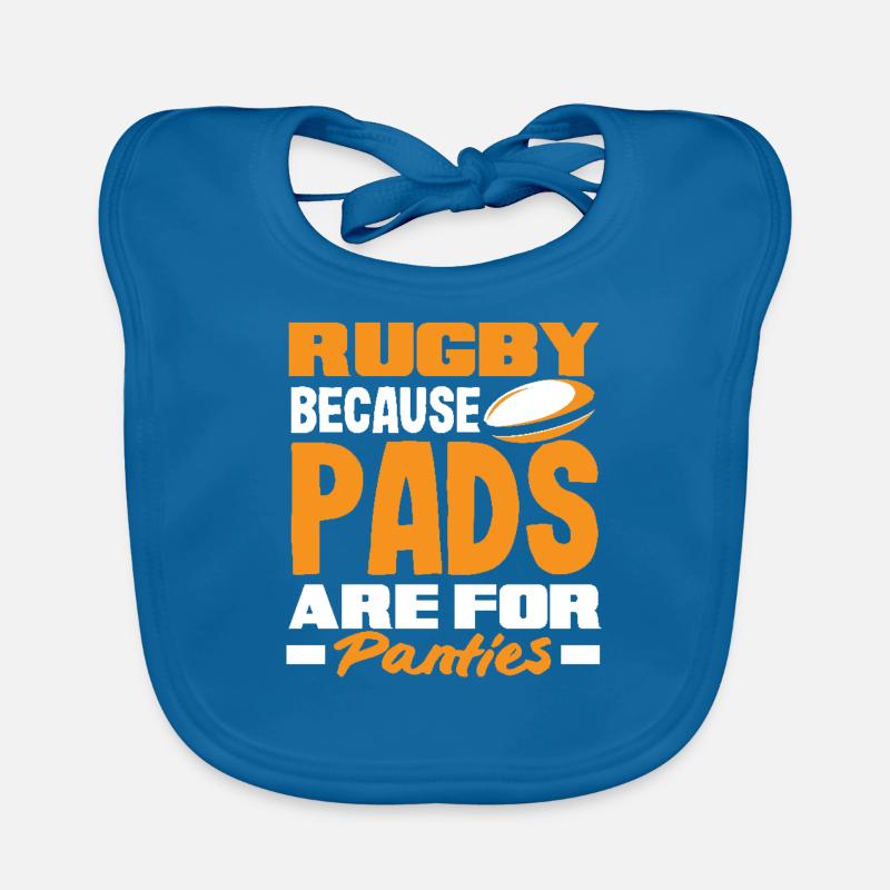 Joueur de rugby parce que les coussinets sont pour les culottes - Bavoir bio Bébé - bleu paon