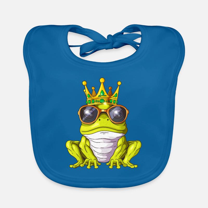 Cool Frog Prince Royalty Toads King Crown Organic Baby Bibs