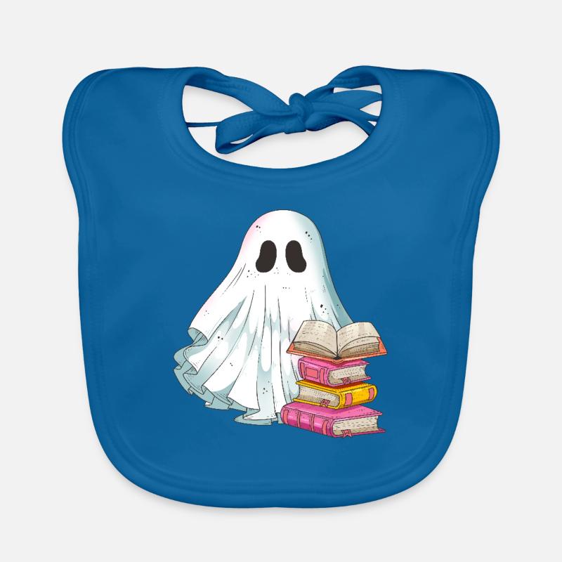 Books Reading Ghost Ghost on Halloween Organic Baby Bibs