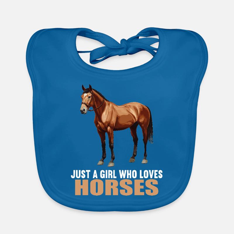 Chevaux Cheval - Bavoir bio Bébé - bleu paon