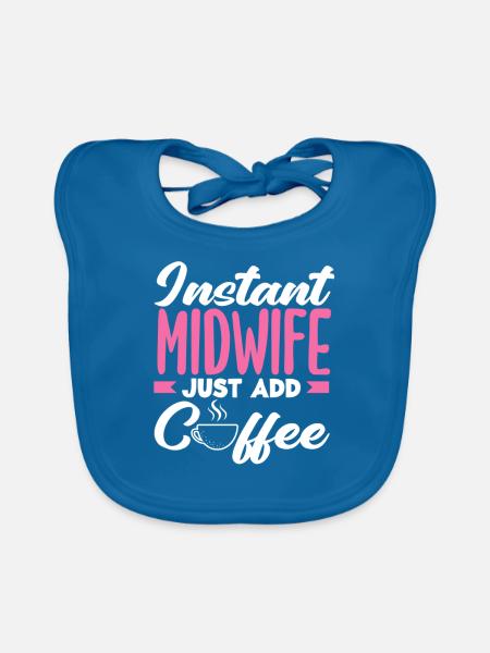Instant Midwife Easy to Add Coffee - Organic Baby Bibs - peacock-blue - Front