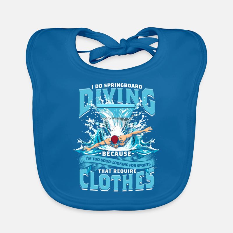 Springboard Diving Springboard Diving - Organic Baby Bibs - peacock-blue
