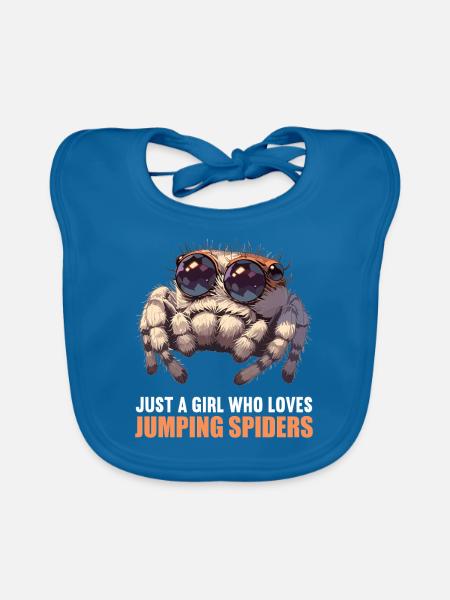 Jumping Spider Springspinnen Springspinne - Baby Bio-Lätzchen - Pfauenblau - Vorne