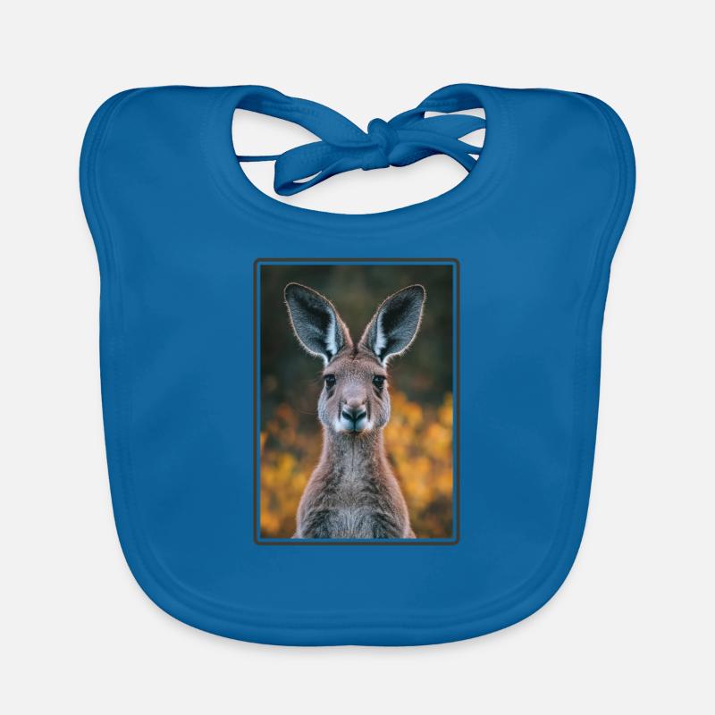 Kangourous Kangourou - Bavoir bio Bébé - bleu paon