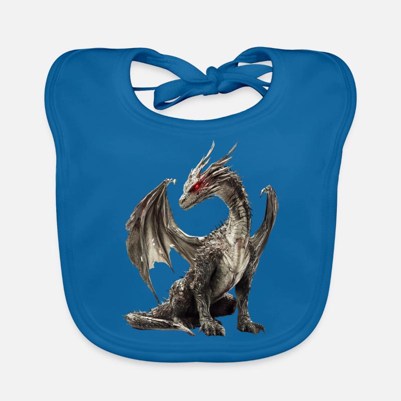 Drachen - Baby Bio-Lätzchen - Pfauenblau