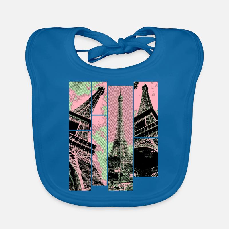 Paris Eiffelturm Skyline Frankreich Stadt Collage Baby Bio-Lätzchen