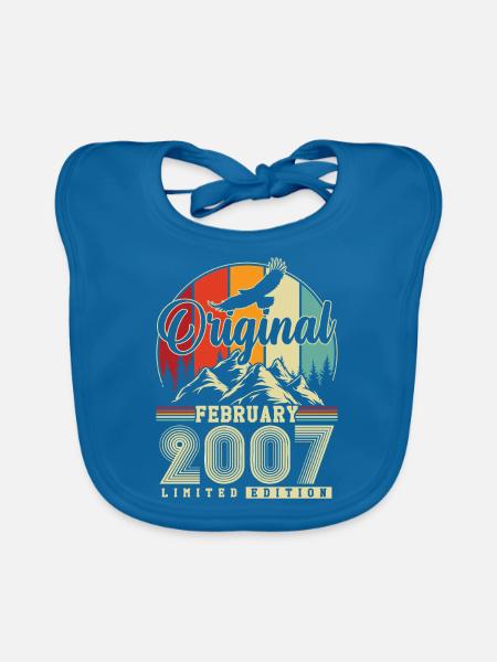 Original Février 2007 Vintage Anniversaire - Bavoir bio Bébé - bleu paon - Devant