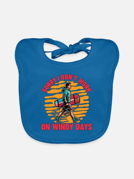 Kiteboarding Sorry I Don't Work Loves Windsurfing - Baby Bio-Lätzchen - Pfauenblau - Vorne