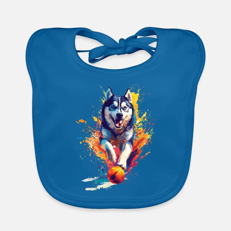 Sibirischer Husky - Baby Bio-Lätzchen - Pfauenblau