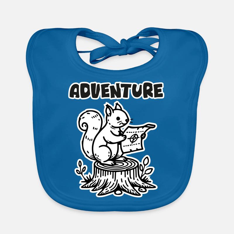 Eichhörnchen mit einer Karte - "Abenteuer" Design Baby Bio-Lätzchen