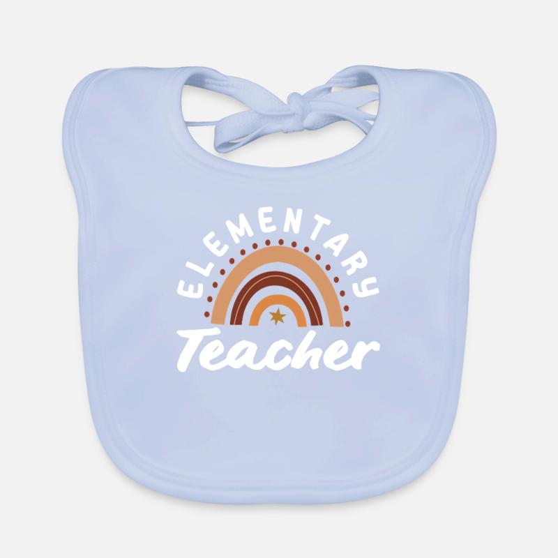 Elementary school teacher retro rainbow design Organic Baby Bibs