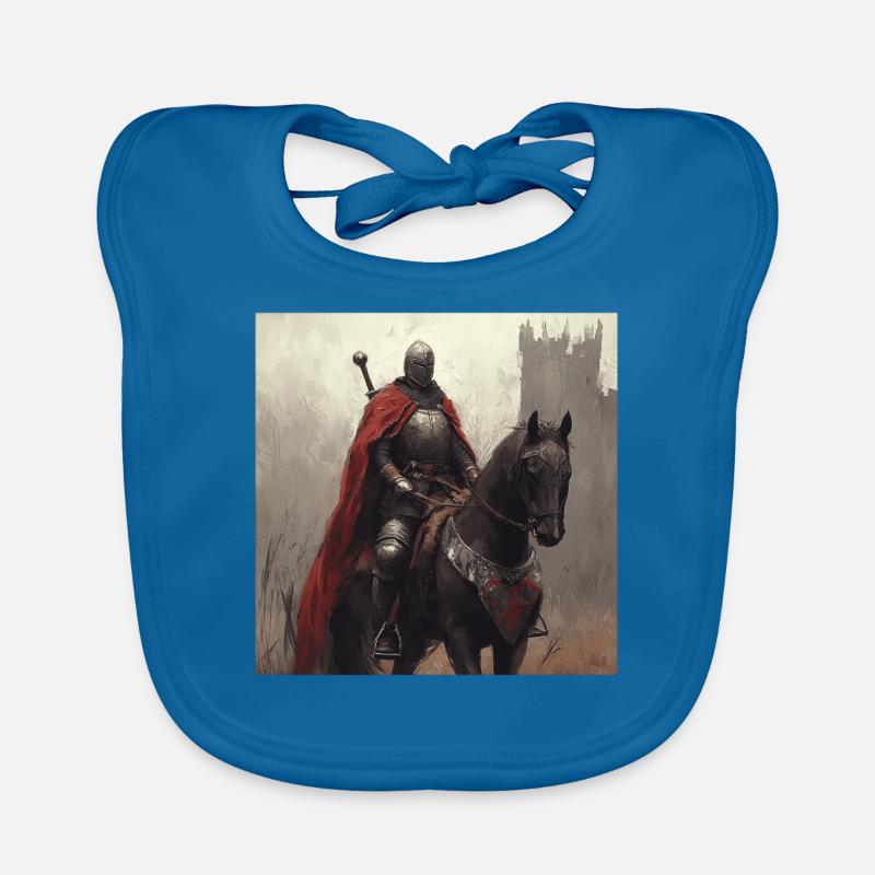 Ritter auf Pferd - Baby Bio-Lätzchen - Pfauenblau