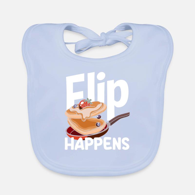 Pancakes Flip Happens Funny Breakfast Design Organic Baby Bibs