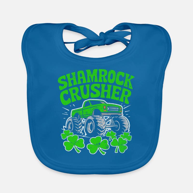Skt Patricks Day Broyeur de trèfle - Bavoir bio Bébé - bleu paon