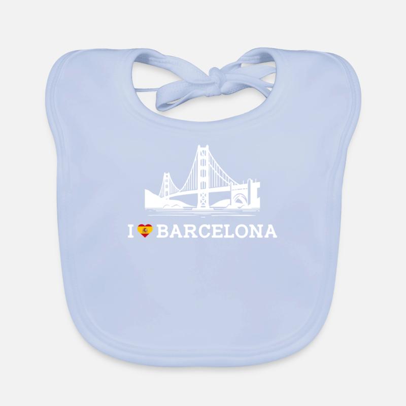 J’aime Barcelone Espagne Golden Gate Bridge Lover Bavoir bio Bébé