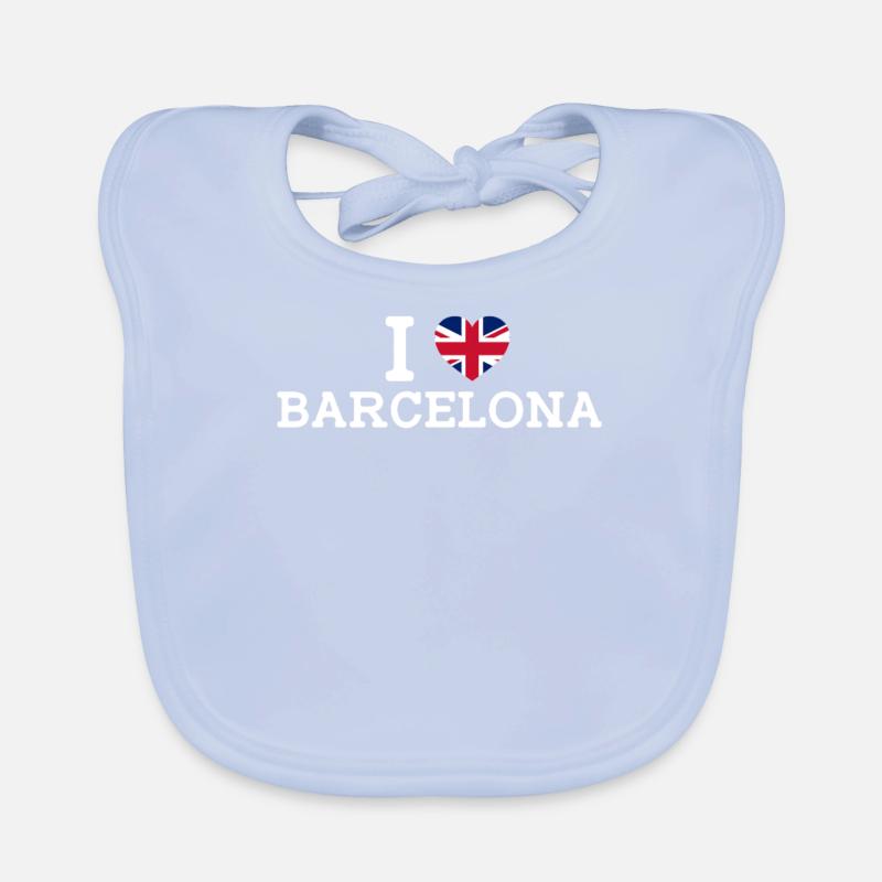J’aime Barcelone Cool Wrong Flag Royaume-Uni Lover Heart Bavoir bio Bébé