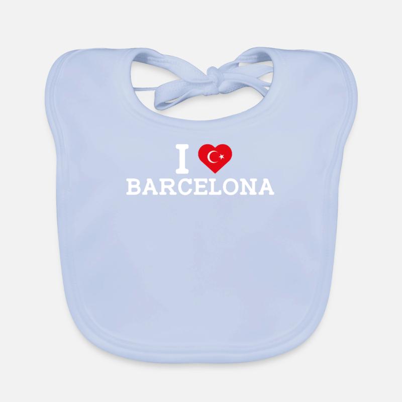 J’aime Barcelone Cool Mauvais Drapeau Turc Lover Jeu de mots Bavoir bio Bébé