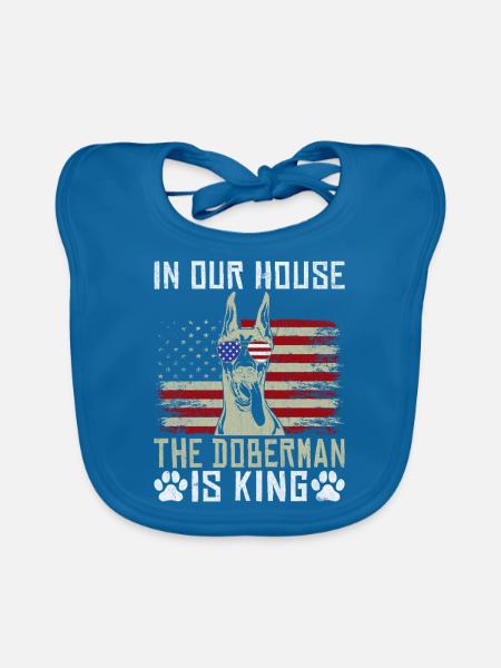 Doberman Gifts - Baby Bio-Lätzchen - Pfauenblau