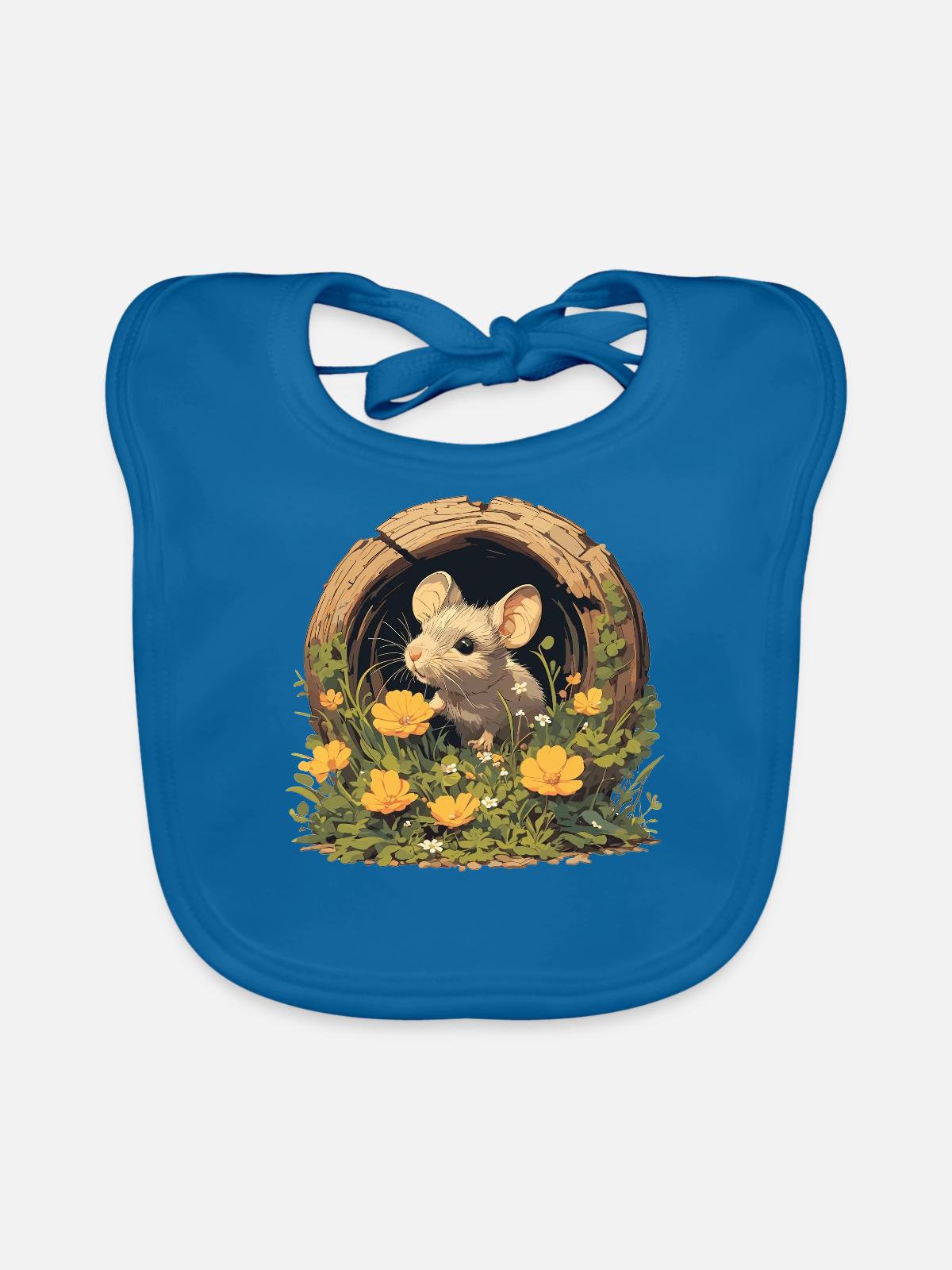 Mäuse Maus - Baby Bio-Lätzchen - Pfauenblau - Vorne
