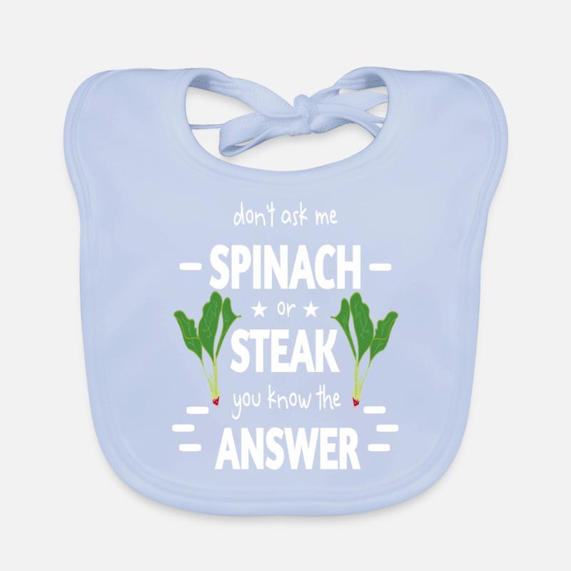 Spinach time or steak ironically prepared funny Organic Baby Bibs