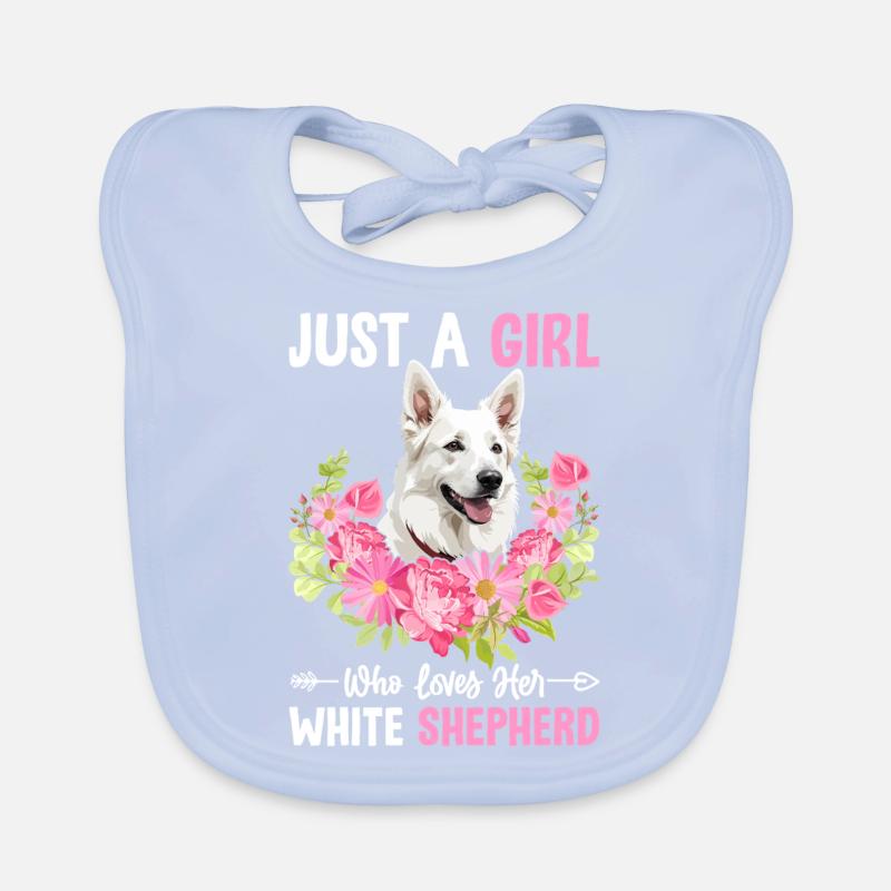 Nur ein Mädchen, das ihren weißen Schäferhund liebt Lustig Baby Bio-Lätzchen