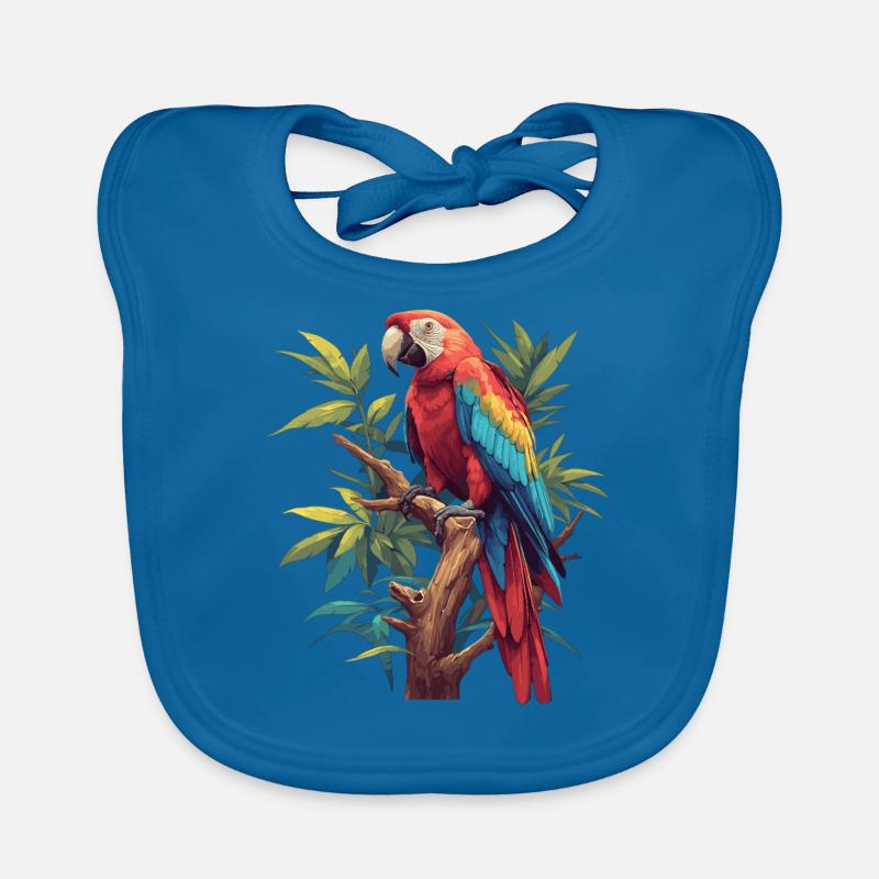 Perroquet Perroquet Perroquet - Bavoir bio Bébé - bleu paon