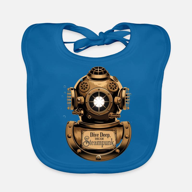 Dive Deep Steampunk Diver Design Baby Bio-Lätzchen