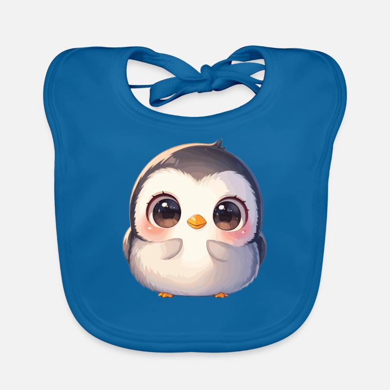Pinguine Pinguin - Baby Bio-Lätzchen - Pfauenblau