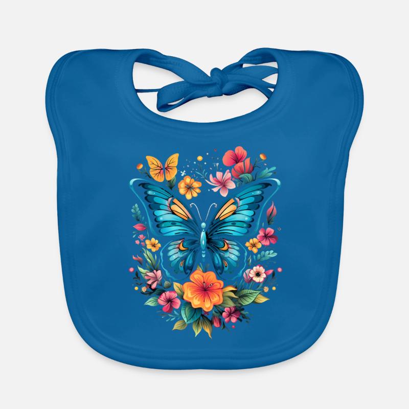 Papillon avec des fleurs Bavoir bio Bébé