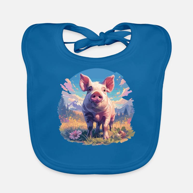 Cochon Cochon - Bavoir bio Bébé - bleu paon