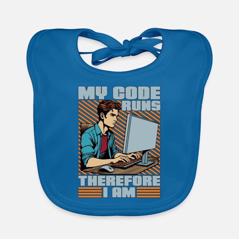 Coder My Code Runs Therefore I Am Web Developer Baby Bio-Lätzchen