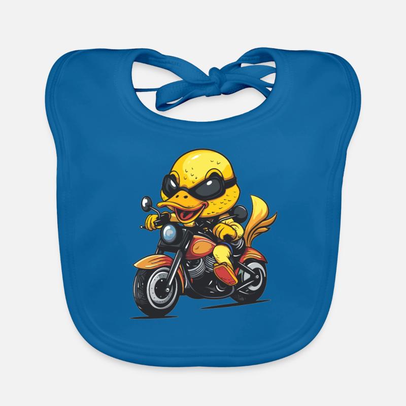 Motorcycle duck with sunglasses Organic Baby Bibs