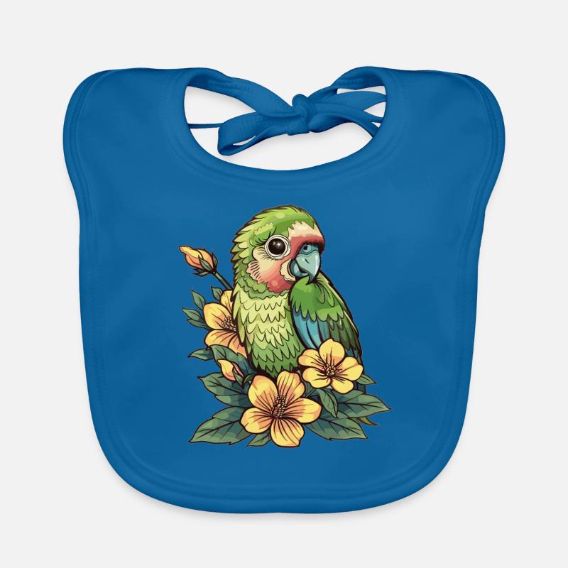 Papagei mit Blüten Baby Bio-Lätzchen