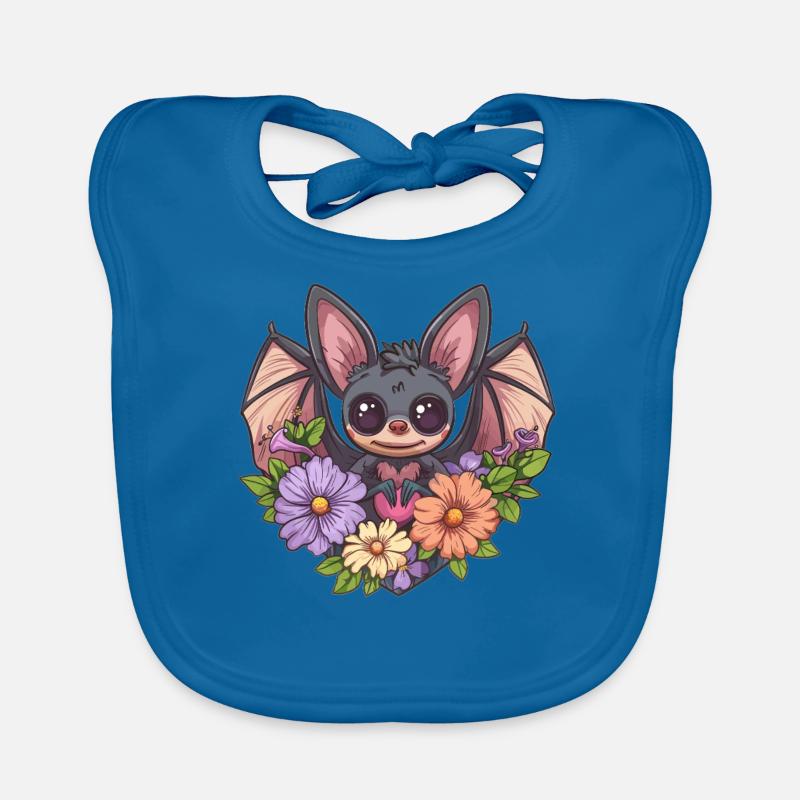 Fledermaus mit Herz und Blumen Baby Bio-Lätzchen