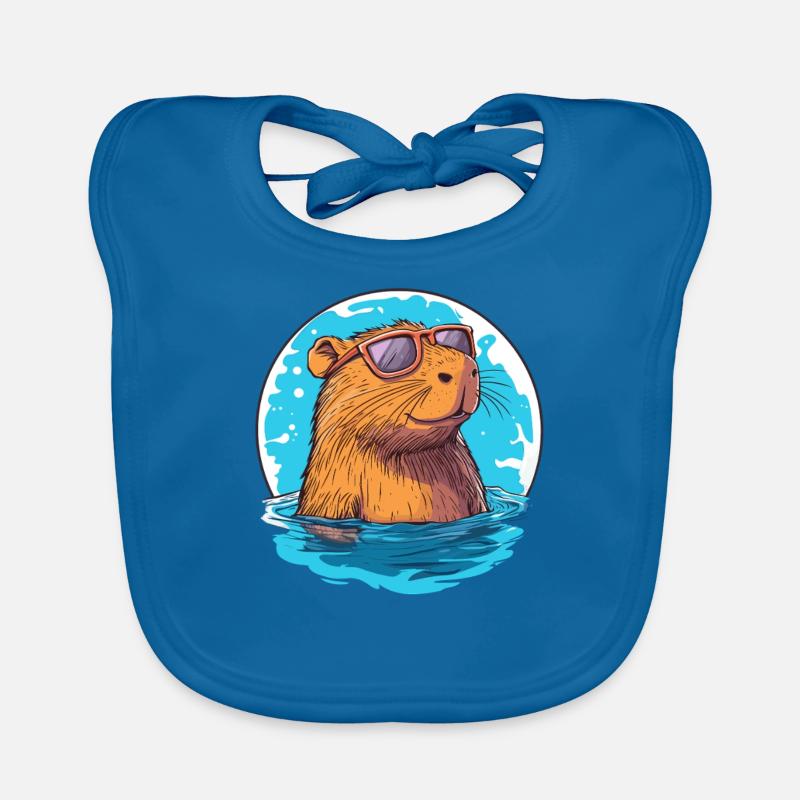 Capybara with sunglasses Organic Baby Bibs