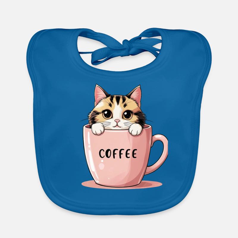 Chat de café mignon - Motivation matinale parfaite Bavoir bio Bébé