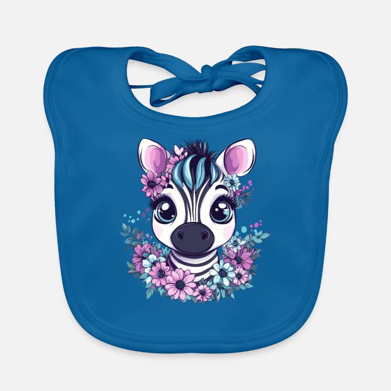 Visage de zèbre avec des fleurs Bavoir bio Bébé
