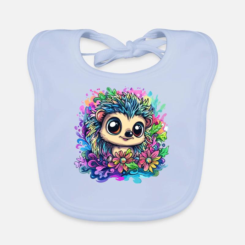 Hérisson coloré dans une mer de couleurs Bavoir bio Bébé