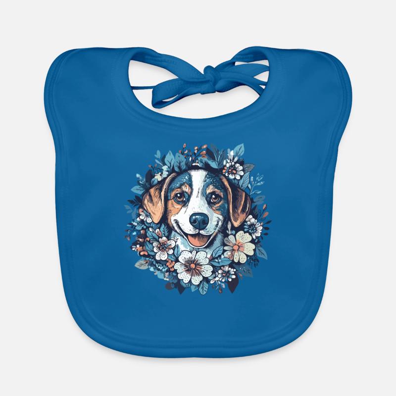 Chien de fleur avec sourire Bavoir bio Bébé