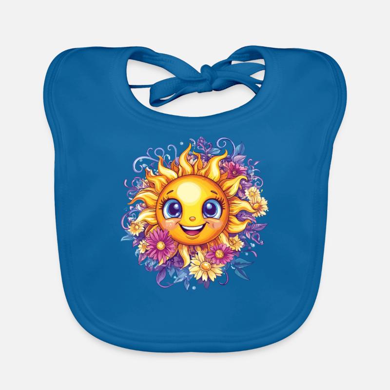 Soleil avec couronne de fleurs Bavoir bio Bébé