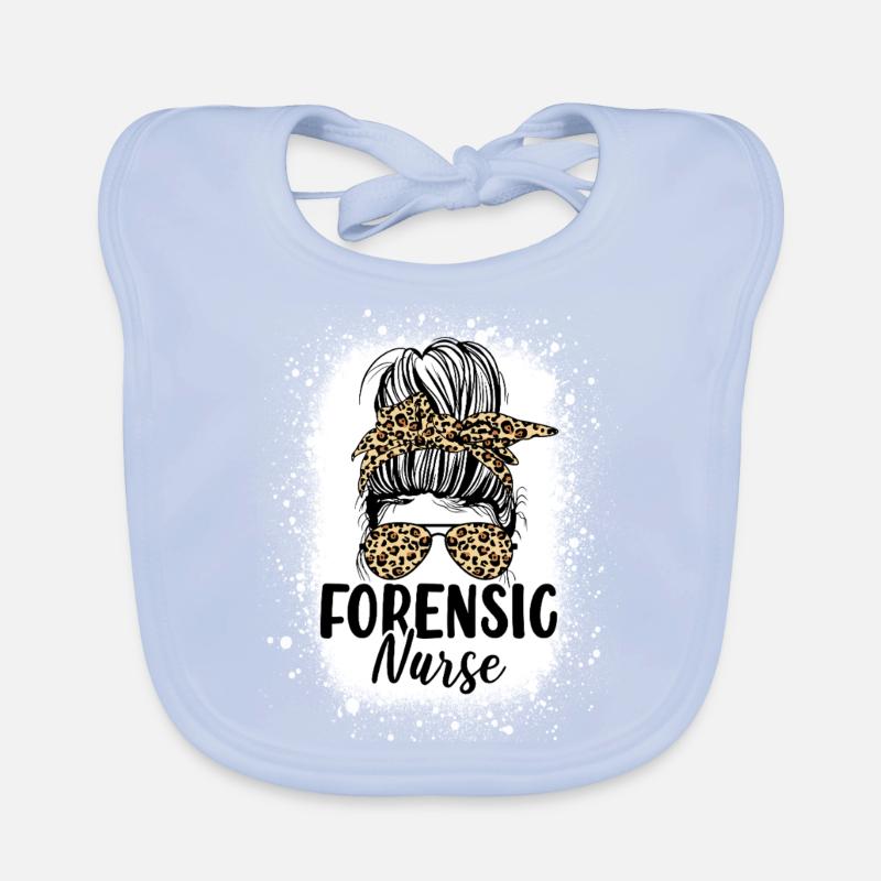Forensic Nurse Messy Bun Leopard Funny Medical Organic Baby Bibs