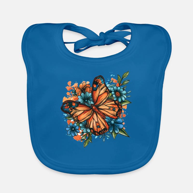 Papillon avec des fleurs Bavoir bio Bébé